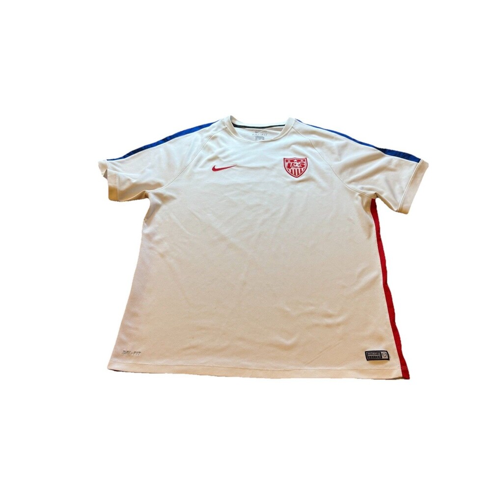 Nike USA Mens Soccer 2014 Training Shirt White Short Sleeve Sz 2XL